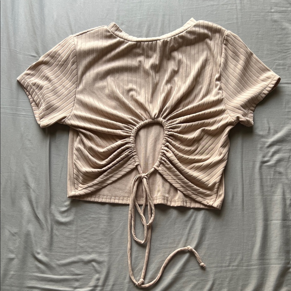 Stylish Ruched Tan Crop Top